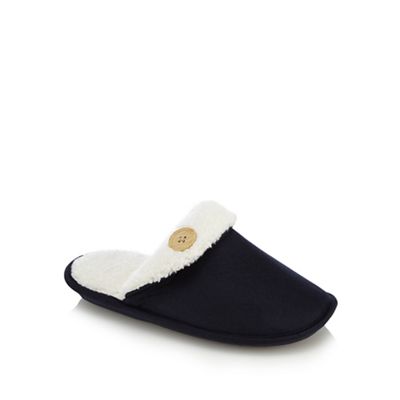 Lounge & Sleep Navy sherpa lined mule slippers